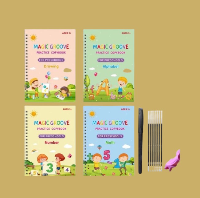Reusable Grooved Handwriting Workbooks,Magic Copybook,Magic Writing  Practice Copy Books, To Help Children Improve Their Handwriting Ink  Practice Age