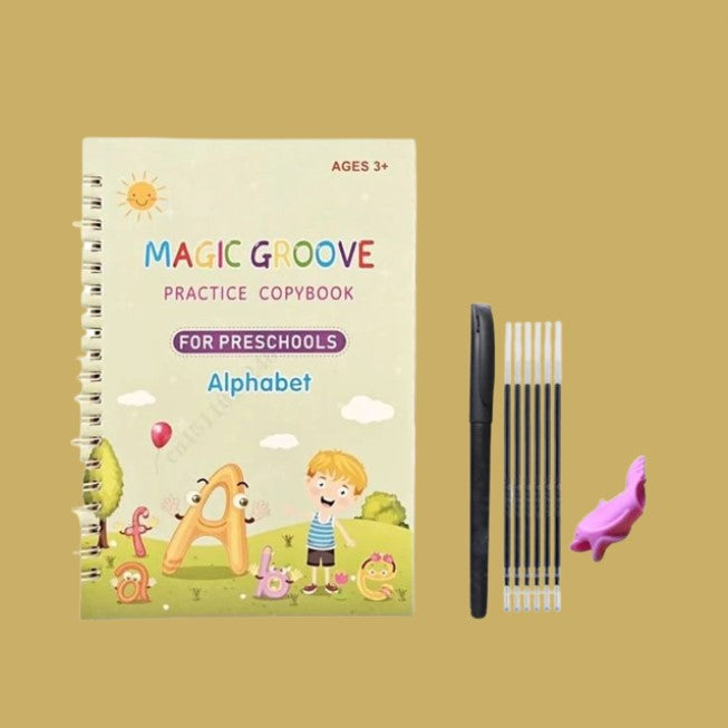 4 Pack grooved Handwriting Book Practice, Groove Calligraphy, Reusable  Magic copybook, grooved Writing Book Disappearing Ink, Magic p Copy Book